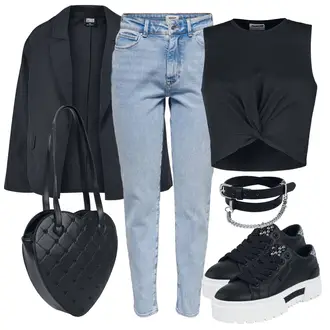 Anzug Outfits mit Blau Leder Schuhe Only "Business Casual Damen Outfits"