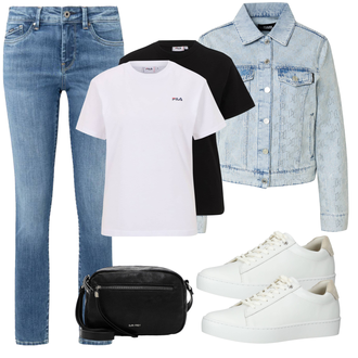 Vintage outfit mit Svetlo modra/Modra Denim Jakna/Kratka Denim Jakna/Vintage Jakna/Kratka Jakna karl lagerfeld "Pomladanski Outfit"Look: Vintage, Nor, Retro