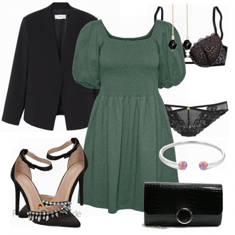 Outfit mit Schwarz/Rosa Bikini große größe JETTE "Modischer Sommer Look"