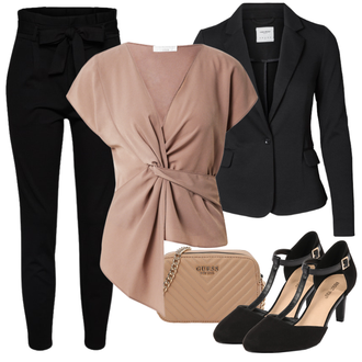 Outfit s Hnědá Taška/Dlouhá tylová sukně/Dlouhé Šaty/Doplňek/Dlouhý Zimní Kabát Guess "Vzhledy pro volný čas"