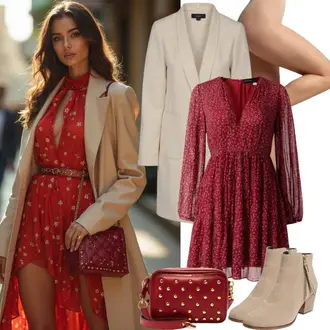 Outfit mit Beige/Khaki/Creme/Weiß Lodenmantel/Bouclé Mantel/Wintermantel Wollmantel/Teddy Mantel/Wollfleece Mantel/Übergangsmantel/Leichter Mantel/Caban Mantel/Kaschmir Mantel Tom Tailor "Outfit für den Frühling"