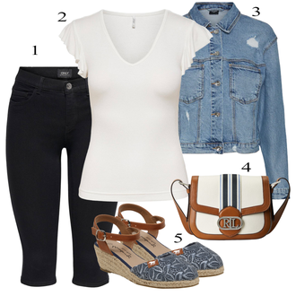 outfit mit Temno modra/Črna Kapri hlače/Jeans Pajkice/Kolesarska Hlača/Jeggings/Push up Hlača/3/4 Hlača Only "Poletna oblačila"