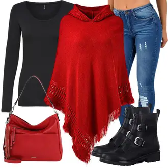 Outfit mit Schwarz/Dunkelblau Flache Stiefelette/Gefütterte Stiefelette/Stiefel Mit Reißverschluss/Leder Stiefelette/MotorradStiefel/Biker Boot Tamaris "Perfekt Für Die Freizeit"