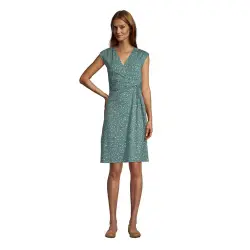 Jerseykleid in Wickeloptik, Damen, Gre:S petite, Blau, Baumwolle Modal, by Lands'''' End
