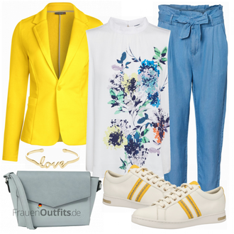 Outfit mit Grau Sneaker Geox "Buntes Frühlings Outfit"