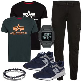 Winter Outfit mit Schwarz/Khaki/Dunkelgrau CargoHose/FunktionsHose/Zip Off Hose/Cargo-JoggingHose/TrekkingHose/WinterHose Jack & Jones "Freizeit Outfit"