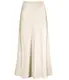 Outoshe Damen-Maxirock aus Satin, hohe Taille, versteckter elastischer Bund, A-Linie, langer Rock, Beige, Mittel
