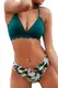 CUPSHE Damen Bikini Set mit Muschelkante Triangel Bikini Tropicalmuster Bademode Zweiteiliger Badeanzug Grün M