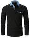 LIUPMWE Poloshirt Herren Langarm Golf T-Shirt Einfarbig Slim Fit Denim Polo Shirts Baumwolle Polohemd,Schwarz,M