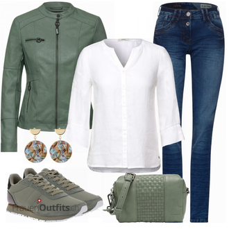 Outfit mit Grau Schuh Sneaker WODEN "Schönes Frühlingsoutfit"