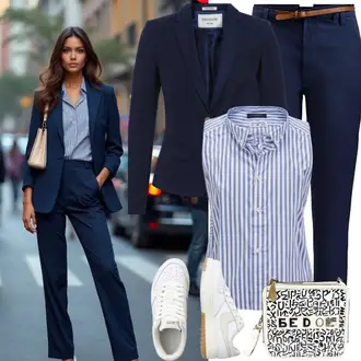 Blazer outfits su Mėlyna/Šviesiai mėlyna/Pilka/Lilo spalvos Apvyniojama Palaidinė guido maria kretschmer women "Puikus darbui"