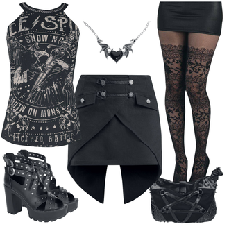Outfit mit Schwarz/Lila Netzstrumpfhose/wollstrumpfhose/Glitzer Strumpfhose/Strumpfhose Große Größe Pamela Mann "Rockiger Freizeitlook"