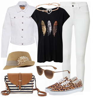 Outfit mit Grau/Creme/Hellgrau/Weiß Mantel/Bluse Große Größe/Crop Jacke/Kurzjacke/Jeansjacke/Shirtjacke/Kurze Jeansjacke/Sommerjacke Only "Outfit des Tages"