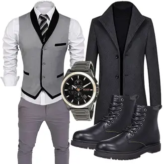 20er Jahre Outfit mit Hellgrau/Grau/Dunkelgrau COOFANDY "Business Outfit"Look: Stil, Rap, Western, 20er Jahre, Büro, Business, Smart Casual