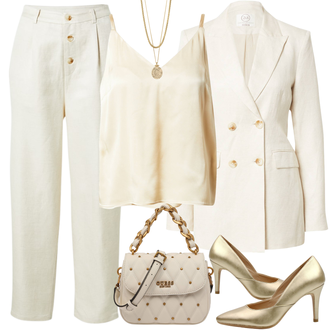 Standesamt Outfit Kurvige Braut mit Weiß/Beige/Rot/Orange/Gold/Khaki guido maria kretschmer women "Modernes Business Outfit"