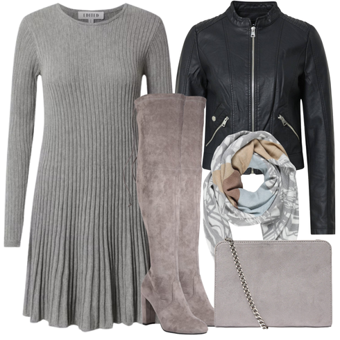 Grau/Hellgrau/Dunkelgrau Kaschmir-Strickjacke/Strickjacke Gefüttert/Lange Strickjacken/Rundhals-Strickjacke/Stehkragen-Strickjacke/Winter Strickjacke/Wolle Strickjacke/Langes Strickkleid/Plissee Kleid/Pulloverkleid/Rollkragenkleid/Winter Strickkleid Edited kombinieren mit Grau/Hellgrau/Braun/Beige Overknee Stiefel/High Heels Stiefel/Kniehoher Stiefel/Leder Overknee Stiefel/Langer Stiefel/Spitzer Stiefel/Stiefel Mit Reißverschluss About You