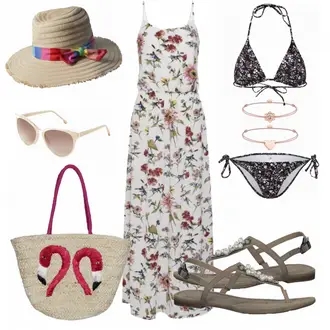 Geblümt Outfit mit Rot/Grün/Rosa/Braun/Weiß Kleid Große Größe/Strandkleid/Langes Sommerkleid/Maxikleid/Nicki Kleid/Bedrucktes Kleid Only "Only"