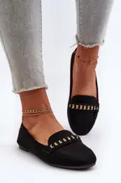 FD1 Shiny Women's Loafers with Chain Black Aredilla