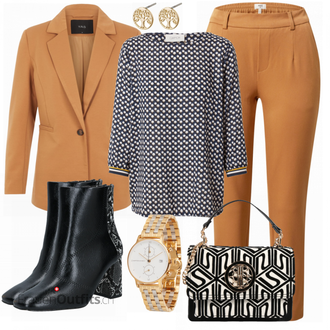 Outfit mit Grau Große Größe Cartoon "Modernes Business Outfit"
