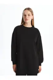 Lw - Crew Neck Shiny Stone Printed Women's Sweatshirt Tunic