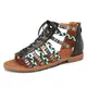 gracosy Damen Sandalen Römische Riemchensandalen Sommer Freizeit Flache Sandalen Urlaub Strandsandalen Elegante Flache Schuhe Ethnischer Stil Weich und Bequem Navy blau 38 EU