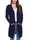 Sykooria Cardigan Damen Langarm Leicht Komfortabel Freizeit Einfarbig Beiläufig Strickjacke Feinstrick Blau mit Tasche