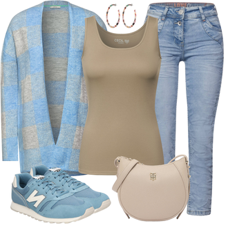 Outfit mit Rosa/Mischfarben/Rot Ohrclip Fräulein Wunder "Freizeit Outfit"