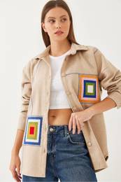 Women's Embroidered Detail Cashmere Shirt