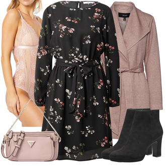 Midi Outfit sa Crna/Narandžasta/Pink Haljina Veći Broj/Tunika About You "Jesenski outfiti"