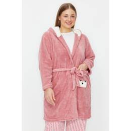 Curve Powder Wellsoft/Plush Animal Figured Pocket Hooded Knitted Dressing Gown