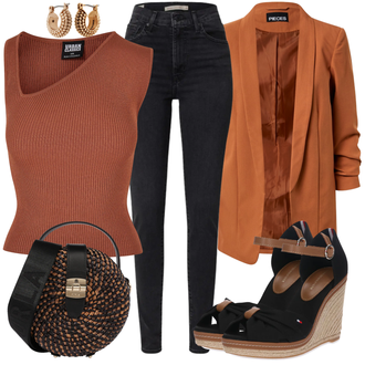 Outfit mit Schwarz/Dunkelblau Lederjacke/High Waist Jeans/Jeans mit Schlitz/Push up Jeans/Slim Fit Jeans/Cuir Chaussures/Thermojeans/Winterjacke levi's ® "Stilvoller Look für den Frühling"