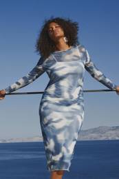 Curve Blue Tulle Knitted Plus Size Dress