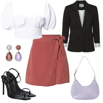Stoff Outfit mit Orange/Schwarz/Weiß Sandalette/Spangenpump/Schaftsandale/High Heel/Sandalen Mit Absatz/Slingpump simmi london "Toller Abendlook"