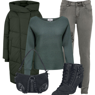 Lack Outfit mit Schwarz/Dunkelgrau/Dunkelblau/Blau Sneaker Mit Seitlichem Reißverschluss/Gefütterte Stiefelette/High Heels Stiefel/Vintage Stiefelette/SommerStiefelette/High Heels Stiefelette/SchnürStiefelette/Stiefel Mit Reißverschluss BLack Premium by EMP "Winterlicher Look"