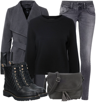 Raton laveur tenues avec Gris foncé/Bleu foncé/Gris Manteau Caban/Manteau Mi-long/Manteau en Laine Polaire/Manteau Blazer/Manteau de Mi-saison/Manteau en Loden/Manteau d'Hiver Manteau de Laine VERO MODA "Look hivernal tendance"