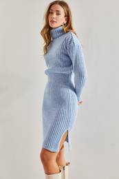 Women's Turtleneck Sweater Elastic Waist Dress