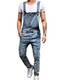 Tomwell Herren Denim Latzhose Arbeit Retro Denim Latzhose Jeans Hose Zerreißen Arbeitshosen Jumpsuit Blau Large