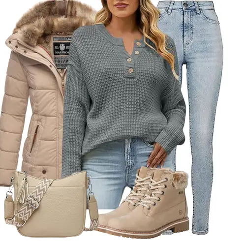 Beige/Khaki/Braun SchnürStiefelette/Winter Sneaker/Flache Stiefelette/Wasserdichter Stiefel/Winter Stiefel/Gefütterte Stiefelette/Wattierte Stiefel/Klassischer Stiefel/Winterschuh/Winter Stiefelette Tamaris kombinieren mit Dunkelgrün/Hellgrau/Dunkelgrau/Grau Glitzer Pullover/Oversized Pullover/Longpullover Generisch