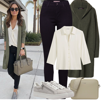 Knielang Outfit mit Hellgrau/Grau Leder Sneaker/Sneaker Low/Plateau-Sneaker/Schmaler Sneaker/Sneaker Mit Seitlichem Reißverschluss Tamaris "Frühling outfit"