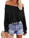 ZIYYOOHY Damen Oversize Pullover Schulterfrei Fledermaus Ärmel Strickpullover Pulli Oberteile Langarmshirt (M, 12007 Schwarz)