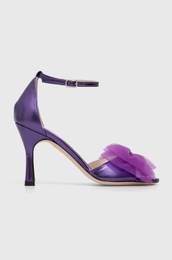Usnjeni sandali Ashley Metallic Tulle vijolina barva, 000304046