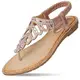 SANMIO Damen Sandalen Sommer Strass Zehensandalen Flach Sandaletten Strand Sommer Flache Schuhe Frau Geschenk 38 EU(Taille Fabricant: 39)