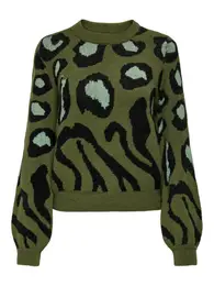 Svetr 'JDYLorraine' olivová / černá / offwhite