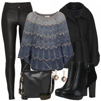 Mit Fransen Outfit mit Schwarz Lederjacke/Stiefel Mit Reißverschluss/High Heels Stiefel/Plateaustiefelette/Leder Stiefelette/Gefütterte Stiefelette/Klassische Stiefelette Stiefelparadies "loveyoutfit"