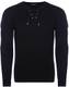 Carisma Herren Feinstrick-Pullover für Winter und Übergang ● Herren Longsleeve mit gerippten Ärmeln ● Herren Langarmshirt Rundhals-Pullover für Herren 7777 Black M