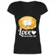 Valentinstag - Love is in The air Vögel - XS - Schwarz - schwarzes t-Shirt mit vögel - XO1525 - Damen T-Shirt mit V-Ausschnitt