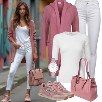 Outfit sa Crvena/Bijela/Pink Broš/Privjesak za uho/Štipaljka za uho/Džepni sat/Dodatak za mobitel sohi "Lijepa proljetna odjeća"