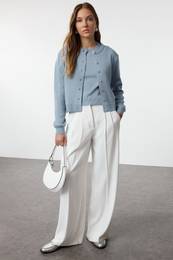 Blue Basic Cardigan-Blouse Knitwear Cardigan