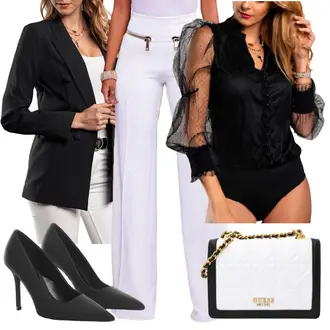 Outfit sa Bijela Hlače za Trening/Duga Hlača/Rastezljiva Hlača fenzy "Jesenski Outfiti"