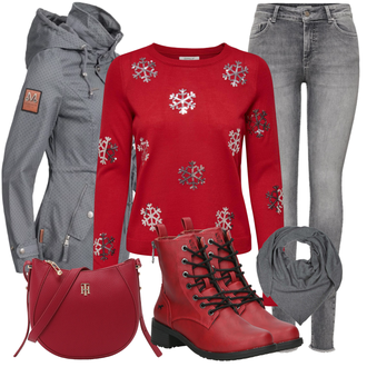 Slouchy Kaschmir Outfit mit Grau/Dunkelgrau/Hellgrau Tuch/Loop Schal/Hut Bandana/Schal Zwillingsherz "Schickes Herbst Outfit"